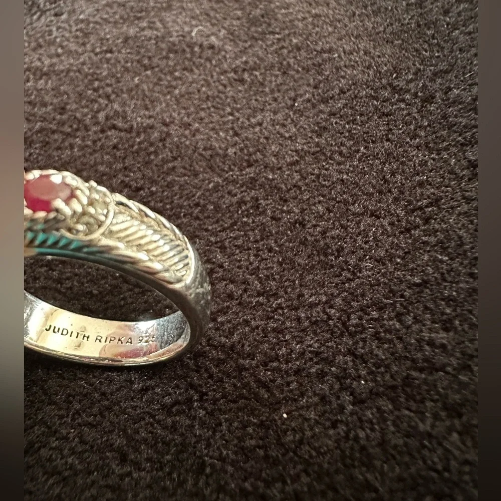 Judith Ripka Sterling Silver Ruby and Clear Cubic zirconia stones - Picture 2 of 5